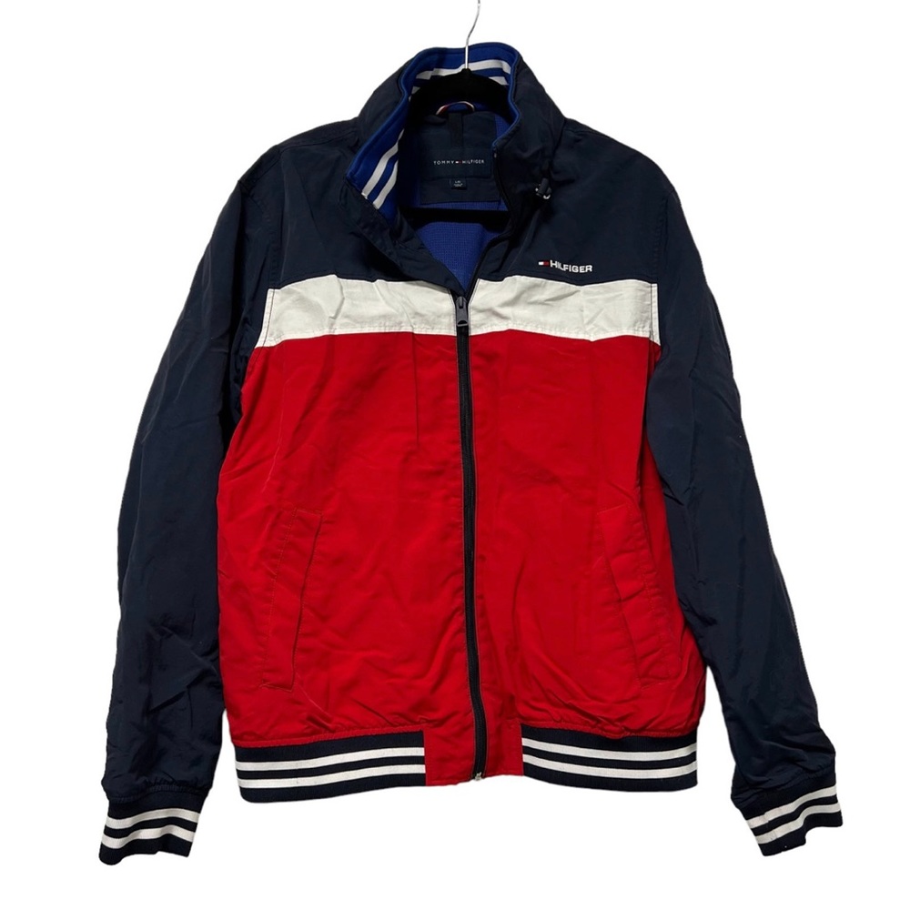 Large Blue/White/Red/Black Tommy Hilfiger windbreaker jacket
